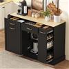 MURUL Moderna credenza nera, con diversi cassetti, scomparto per rifiuti e portaspezie esterna, ideale per cucina, sala da pranzo e soggiorno