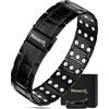 MagnetRX® Bracciale Magnetico Uomo in Titanio, 3 Volte Più Potente - Bracciale Magnetico Terapeutico Uomo per Magnetoterapia con Chiusura Pieghevole Integrata - Regola Cinturino Incluso (Nero)