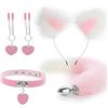 HSNAXingLife Set di 4 plug anali,Coda plug anale in acciaio inossidabile,Giocattoli sessuali per adulti SM,Strumento per flirtare,Oggetti di scena per abbigliamento femminile adatti alle coppie (Rosa)