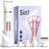 XkuiHF 5 in 1 Rasoiere elettrica per donna, tagliauova per donna, rasoi per donna, taglia capelli intimo impermeabile per corpo e viso, rasoi elettrici, tronchesine (Bianco)