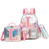 HTgroce Zaino Scuola Elementare Bambina con Lettera Iniziale Personalizzata L - Ergonomico Zainetto Bimba per Scuola Primaria