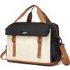 KONO Borsa da Viaggio Bagaglio a Mano 40x30x20 cm, Borsa Palestra Espandibile 24-33,6 L, Borsone Weekend con Vano Scarpe e Tracolla (40 x 30 x 20 cm, Nero/Crema)