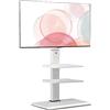 FITUEYES Supporto TV da Terra per 32-75 Pollici, Supporto TV da Pavimento con 3 Ripiani, Inclinabile Girevole Altezza Regolabile Max VESA 600x400mm