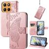 JIUNINE Cover a Libro per Motorola Moto G67 5G / G77 5G, Oro rosa