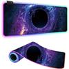 FANSU Tappetino Mouse RGB XXL, Luce LED Tappetino Mouse in Gomma Antiscivolo, Stampa di Cielo stellato Mousepad Grande per PC, Laptop e Giochi Competitivi (Buco nero,900x400x4mm)