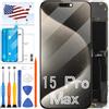 A-MIND OLED per iPhone 15 Pro Max Sostituzione dello schermo, 6,7 pollici per iPhone 15 Pro Max Display LCD Digitizer Touch Screen Assembly Kit di riparazione A2849 A3105 A3106 A3108 con strumenti
