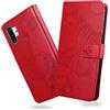 DENDICO Cover per Galaxy Note 10 Plus/Galaxy Note 10 Plus 5G, Portafoglio Custodia in PU Pelle per Samsung Galaxy Note 10 Plus / 5G, Antiurto Cover a Libro con Slot per Carte, Rosso