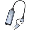 F.QYNing Scheda di acquisizione video USB 2.0, acquisizione video da HDMI a USB/Typle-C HDMI, registrazione streaming video audio 4K 1080P compatibile con Switch/PS4/PS5/Pro Xbox/TV Stick