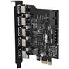 Diyeeni Scheda PCI Express da USB 3.0 a PCI-E a 5 porte, Scheda Express USB 3.0 da PCI-E con connettore interno a 19 pin, Supporto scheda di espansione PCI Express UASP
