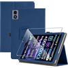 Heioloo Custodia Cover per ALLDOCUBE iPlay 80 Mini ultra Tablet 8.8 Pollici, + [1 Pezzi] Vetro Temperato Pellicola Protettiva Custodia in Pelle PU Premium con Funzione Leggio [Anti-Scratch] Blu