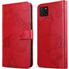 DENDICO Cover per Galaxy Note 10 Lite/Galaxy A81 / Galaxy M60S, Portafoglio Custodia in PU Pelle per Samsung Galaxy Note 10 Lite, Antiurto Cover a Libro con Slot per Carte, Rosso