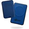 TECHMADE INTER Powerbank Portafogli - con ricarica Wireless MagSafe 5000mAh - Compatibile con Apple e Android, Ricarica Rapida Wireless e via Cavo Type-C - Cavo Incluso - Prodotto ufficiale (BLU COMBO)