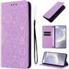 LSPCASA Protettiva Case Per Samsung Galaxy S24 Plus / S24+ 5G 6.7 Pollici Pelle Artificiale Cover Samsung S24 Plus Con Slot Per Schede Cover S24 Plus Funzione Supporto Custodia Viola