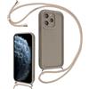 Coalbooliy Cover per iPhone 11 Pro 5,8 con Cordino per Cellulare, Custodia Silicone con Regolabile Collana Sottile Morbida Case Protezione della fotocamera Antiurto con Necklace, Cachi