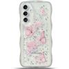 miyonsin Custodia per Galaxy A13 4G, Graziosa Custodia a Forma di Onde Ricce TPU Antishock Cover, Glitter Farfalle Trasparente Custodia Protettiva per Ragazze e Donne, Trasparente