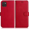 DENDICO Cover per Galaxy A03, Premium Portafoglio PU Custodia in PU Pelle, Flip Libro TPU Bumper Caso per Samsung Galaxy A03, Rosso