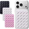 RJQZN 3 Pezzi Supporti Cellulare a Ventosa Doppia Faccia in Silicone, Per Selfie, Video, Mani Libere, Nero, Bianco, Rosa