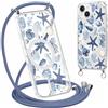 Coalbooliy Magnetica Custodia per iPhone 14/iPhone 13 6,1 con Cordino, Trasparente Estivi Aesthetic Modello Oceano Disegni Cover Case Compatibile con MagSafe Collana Girocollo Femmina, 11