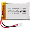 Liter energy battery Batteria 303759 LiPo 3.7V 700mAh 2.59Wh Ricaricabile Connettore PH2.0 (JST-PHR-02) Tipo B Litio: Assicurarsi che la polarità del dispositivo corrisponda 61x37x3mm (PH2|700mAh|303759)