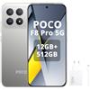 XIAOMI POCO F8 Pro-Smartphone da 12 + 512 GB,tripla fotocamera da 50 MP con OIS, schermo AMOLED da 6,59 120 Hz,Snapdragon 8 Elite,Hypercharge 100 W,argento,Con caricatore da 120 W