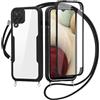 FERLAN Cover per Samsung Galaxy A22 4G con Cordino, 360 Gradi Antiurto Custodia con Protezione Schermo Integrata Trasparente Rugged TPU Bumper Doppia Protettiva Cover per Samsung Galaxy A22 4G -Nero