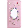 BLOTECH Glitters Cover Brillantini per Realme P3 5G Oro Rosa PU Leather Flip Custodia Portafoglio with Shiny Strass Pietra di Cristallo Modello di Specchietti Retrovisori Cute Girl's Phone Handbag