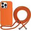 Emlivi Custodia per iPhone 12 Pro, in nylon, con cordino per cellulare, morbido silicone liquido e TPU, con elegante cinturino, per iPhone 12, arancione