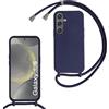 MBSLFY Custodia in silicone per Samsung Galaxy S25 FE con nastro, in silicone, con cordoncino rimovibile da appendere, resistente agli urti, per Samsung Galaxy S25 FE, blu navy