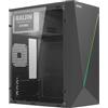 Nuwo Itak IK150 Case PC Gaming Micro-ATX Mini-ITX | Alimentatore 500W Incluso | Mini Tower Vetro Temperato Laterale | Strip LED | USB 3.0 | Nero