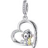 Mon & Sons Ciondolo in argento Sterling 925 con scritta in lingua inglese Mother Daughter I Love You a forma di cuore, cavallo, gatto, cane, pinguino, compatibile con braccialetti Pandora, Metallo