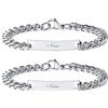 VNOX 7mm Braccialetti Personalizzabili 2 Pezzi Braccialetti di Collegamento Coppia Braccialetti Personalizzati Incisi per Coppia Braccialetti Della Famiglia Braccialetti Della Sorella del Fratello BFF