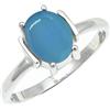 SILVERTROVE in Calcedonio blu pietra preziosa per Anello placcato argento Uomo e donna gioielli fatti a mano di tutte le taglie CRG1255CF_48 (15.3)