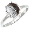 SILVERTROVE Nero rutilato Quarzo pietra preziosa per Anello placcato argento Uomo e donna gioielli fatti a mano di tutte le taglie CRG1255BL_50 (15.9)