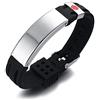 Vnox Personalizzazione Acciaio Inossidabile Personalizzato ID Avviso Medico Bracciale Gomma Regolabile ID Messaggio Medico Bracciale in Silicone