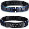 Vnox Regali di papà da Figlia: Bracciale a Maglie Regolabili in Acciaio Inossidabile Nero e Blu - Citazione ispiratrice 'Coraggio a Mio papà' - Regalo di Compleanno per la Festa del papà (blu)