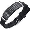 Vnox Bracciale di Emergenza Medical Boy Bracciale Personalizzato: Bracciali ID Personalizzati Incisione Bracciale Medico Regolabile in Acciaio Inossidabile da Uomo