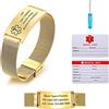 Vnox Bracciale di Emergenza Medico Personalizzato da Donna: Braccialetti Identificativi Personalizzati Bracciale Medico Regolabile in Acciaio Inossidabile