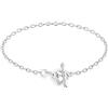 Tuscany Silver Bracciale da Donna in Argento Sterling con Cuore Aperto e T-Bar da 19 cm/7.5