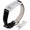Vnox Bracciale di emergenza Medical Boy Bracciale personalizzato: Bracciali identificativi in pelle personalizzati incisione Bracciale medico regolabile in acciaio inossidabile da uomo