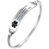 Vnox Braccialetti Identificativi di Allerta Medica Personalizzati:VNOX Elegent Braccialetto di Emergenza per Donne Impermeabile Braccialetto Braccialetto da Donna Incisione Gratuita,Nero