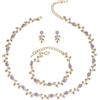 Clearine Set di gioielli da sposa per donne e spose, meravigliosi orecchini a forma di foglia di cristallo per damigella d'onore,