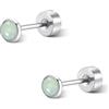 FACOKO Orecchini a lobo da donna in avventurina con fondo piatto 3 mm acciaio al titanio ipoallergenici verdi regalo di gioielli minimalisti e delicati