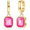 MESOVOR Orecchini a Cerchio in Oro Cristallo per Donna, Orecchini Pendenti Placcati Oro 14K | Gioielli Orecchini Huggie Ipoallergenici (Caldo neon rosa)
