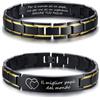 Vnox Bracciale Regolabile in Acciaio Inossidabile per Papà da Figlia - Nero e Blu con Citazione Ispiratrice 'Coraggio a Mio Papà' - Regalo di Compleanno e Festa del Papà