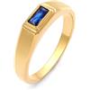 Kuzzoi Anello da uomo con zaffiro, in argento Sterling 925, placcato oro lucido, da uomo, misura 60-66, 0605282625, 60, Gemma