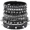 Eigso 3 Pezzi Braccialetti Punk con Borchie per Donna e Uomo, Braccialetto Rock Retrò con Borchie per Uomo