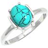 SILVERTROVE Turchese sintetico pietra preziosa per Anello placcato argento Uomo e donna gioielli fatti a mano di tutte le taglie CRG1255BU_47 (15.0)