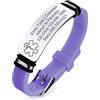 Vnox Bracciale di Emergenza Personalizzato per Ragazze Mediche: Bracciali Identificativi in Silicone con Incisione, Regolabile in Acciaio Inossidabile da Donna
