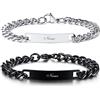VNOX 7mm Braccialetti Personalizzabili 2 Pezzi Braccialetti di Collegamento Coppia Braccialetti Personalizzati Incisi per Coppia Braccialetti Della Famiglia Braccialetti Della Sorella del Fratello BFF