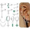 MILACOLATO 16Pcs Piercing Orecchio Acciaio Chirurgico Helix Piercing Orecchio Anallergici Donna Oro Argento Piccoli Cerchio Conch Cartilagine Trago Piercings Gioielli 20G-SG